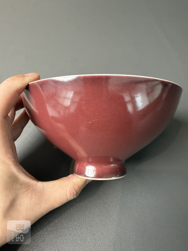 清乾隆 霁红釉鸡心碗 - 图4